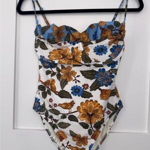 FARM Rio Floral One Piece Swimsuit - Blue, Orange, White